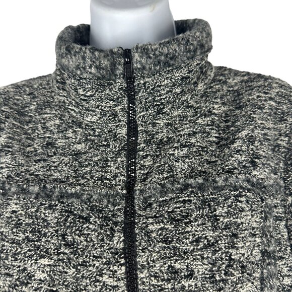 Prana Womens Full Zip Gray Black Sweater Jacket Size Large High Collar USA Made - Picture 4 of 8